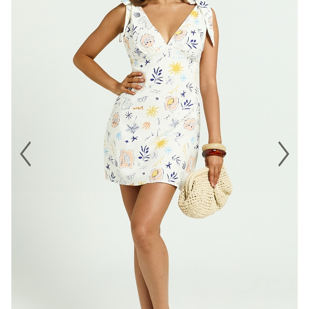 Showpo White Cream Linen Mini Sundress